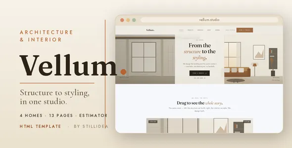 Vellum — architecture and interior design WordPress theme, home page